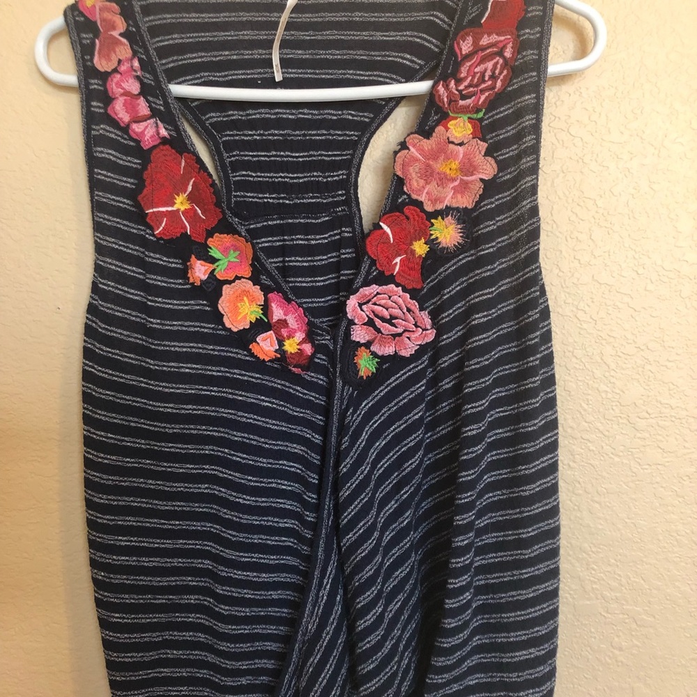 Free People faux wrap navy tank size M
